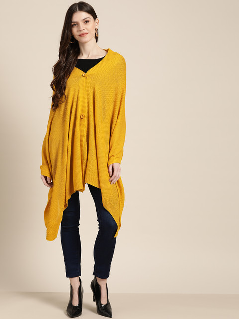 

Sangria Women Mustard Yellow Self Design Sweater