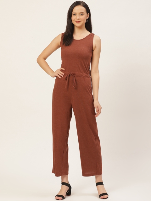 

Rigo Women Rust Brown Solid Basic Jumpsuit