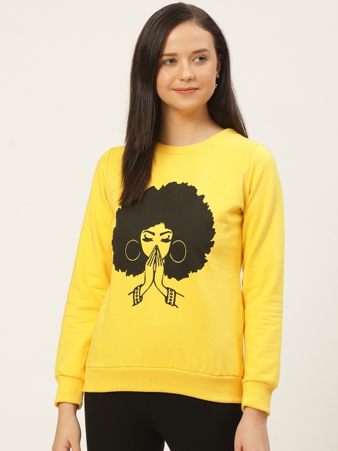 

Rigo Women Yellow & Black Quirky Printed Sweatshirt
