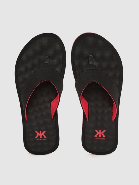 

Kook N Keech Men Black Self Checked Thong Flip-Flops