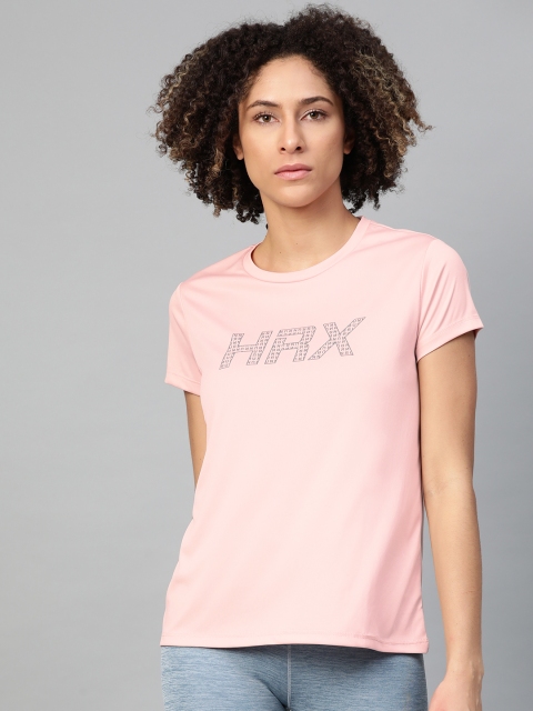 

HRX by Hrithik Roshan Women Peachskin Solid Rapid-Dry Running T-shirt, Peach