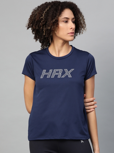 

HRX by Hrithik Roshan Women Medieval Blue Solid Rapid-Dry Running T-shirt, Navy blue
