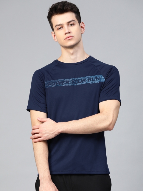 

HRX by Hrithik Roshan Men Medieval Blue Solid Rapid-Dry Running T-shirt, Navy blue