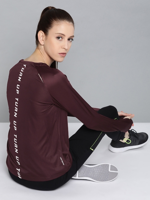 

HRX by Hrithik Roshan Women Fig Solid Rapid-Dry Running T-shirt, Burgundy