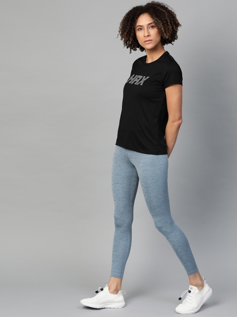 

HRX by Hrithik Roshan Women Jet Black Solid Rapid-Dry Running T-shirt