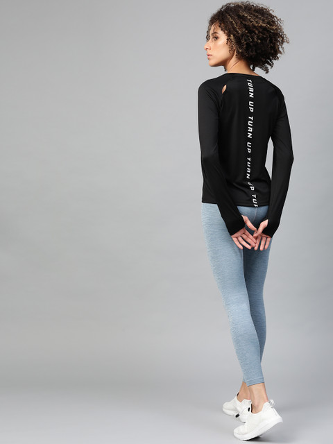 

HRX by Hrithik Roshan Women Jet Black Solid Rapid-Dry Running T-shirt