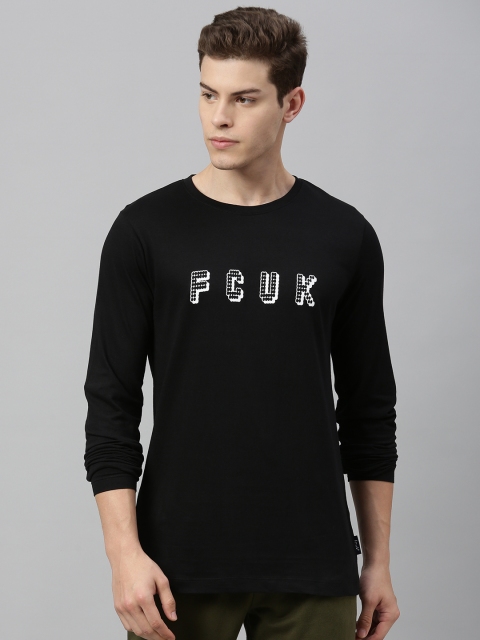 

French Connection Men Black Printed Round Neck T-shirt