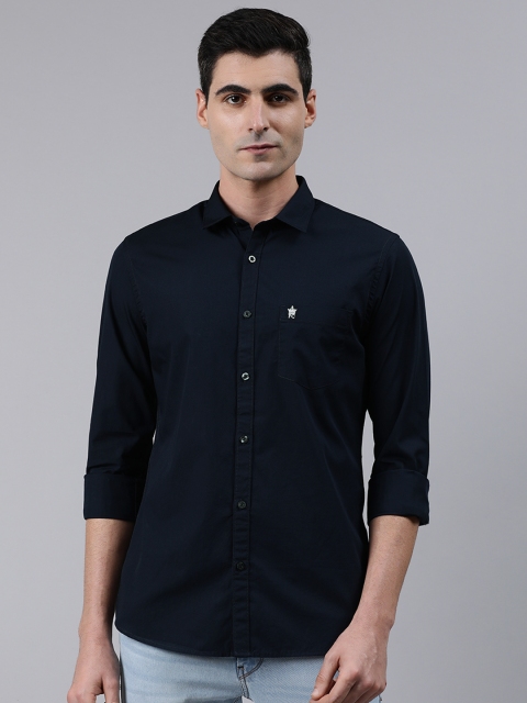 

French Connection Men Navy Blue Slim Fit Solid Casual Shirt