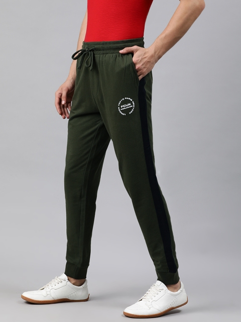 

French Connection Men Olive Green Solid Slim Fit Joggers