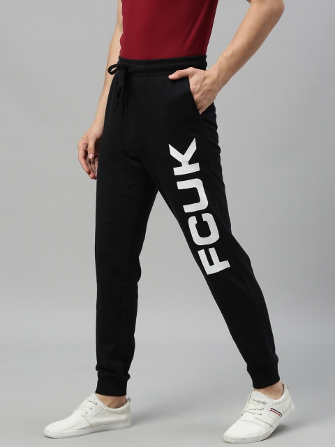 

French Connection Men Black Printed Slim Fit Joggers