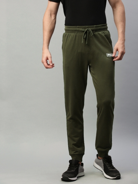 

French Connection Men Olive Green Solid Slim Fit Joggers