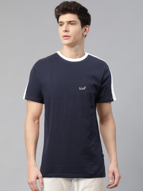 

French Connection Men Navy Blue Solid Round Neck T-shirt