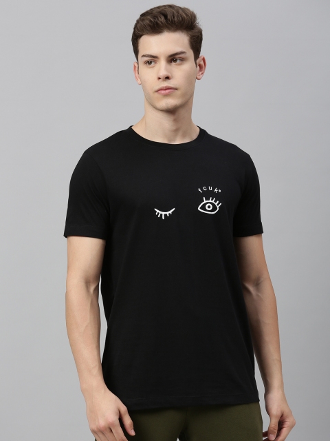 

French Connection Men Black Solid Round Neck T-shirt