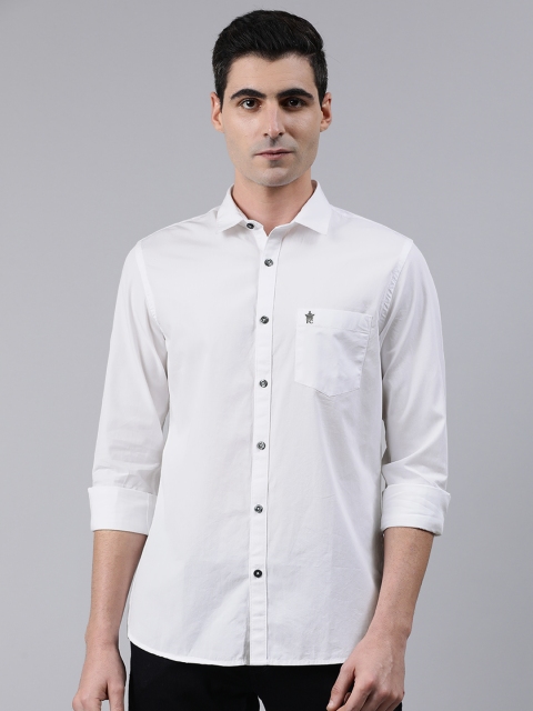 

French Connection Men White Slim Fit Solid Casual Shirt