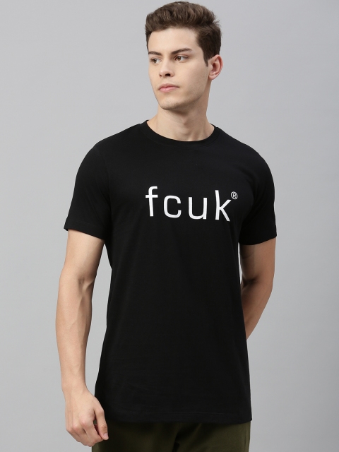 

French Connection Men Black Printed Round Neck T-shirt