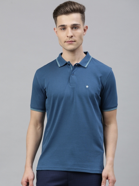 

Louis Philippe Men Blue Solid Polo Collar T-shirt