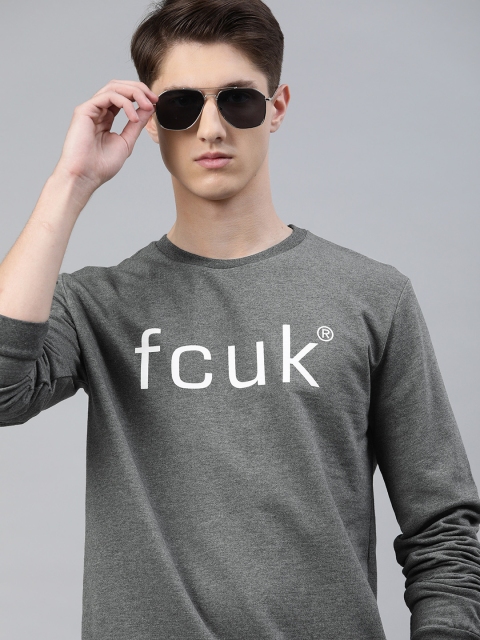 

French Connection Men Grey Printed Sweatshirt