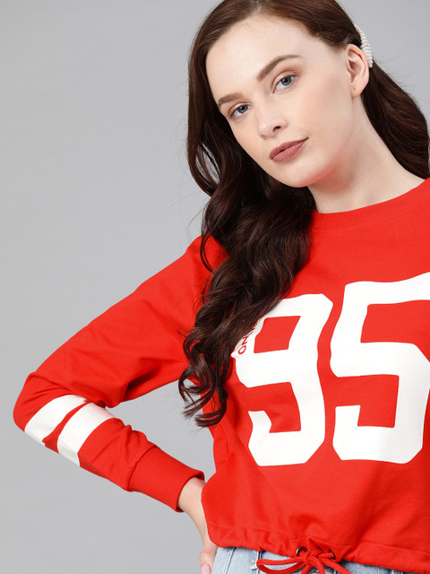 

ONLY Women Red & White Printed Sweatshirt
