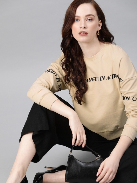 

ONLY Women Beige & Black Printed Sweatshirt