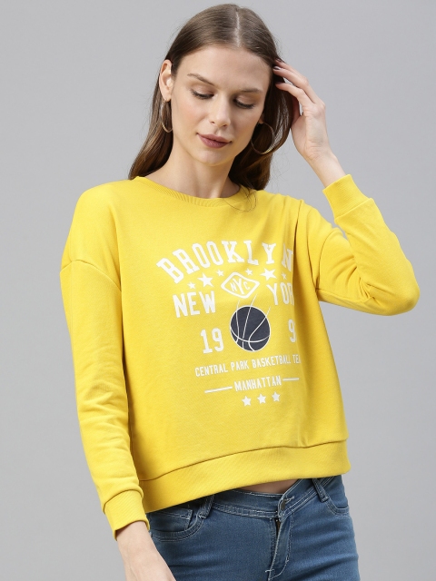 

ONLY Women Yellow Printed Pullover Sweatshirt