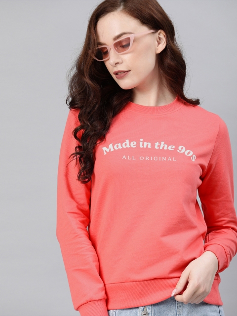 

ONLY Women Coral Peach Printed Sweatshirt