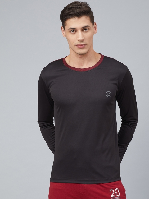 

Chkokko Men Black Solid Round Neck Gym T-shirt