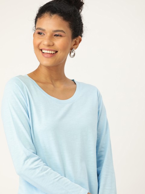 

DressBerry Women Blue Solid Round Neck T-shirt