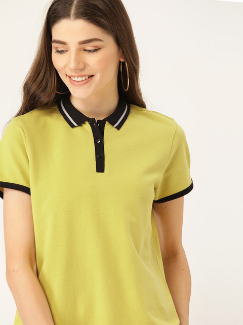 

DressBerry Women Yellow Solid Polo Collar T-shirt