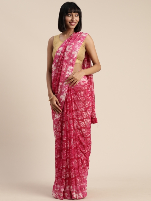 

Satrani Pink Printed Pure Georgette Saree