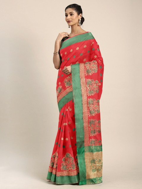 

KALINI Red Poly Silk Woven Design Paithani Saree