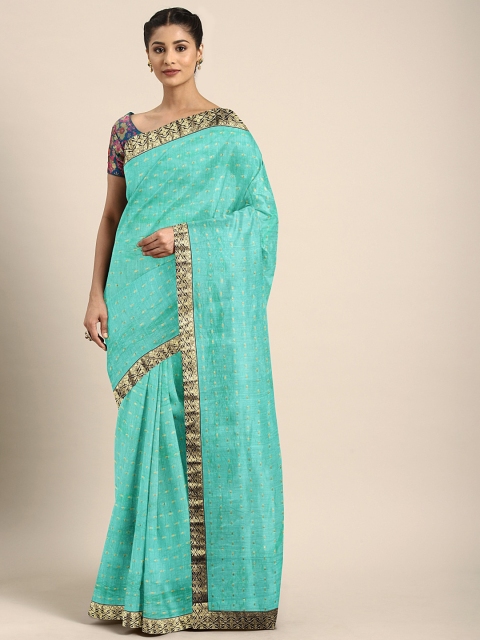 

KALINI Sea Green Woven Design Silk Blend Celebrity Saree