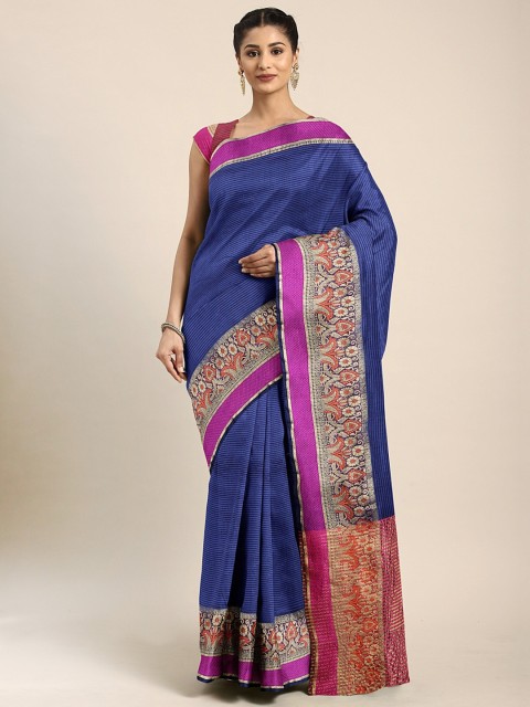 

KALINI Blue Silk Blend Woven Design Banarasi Saree