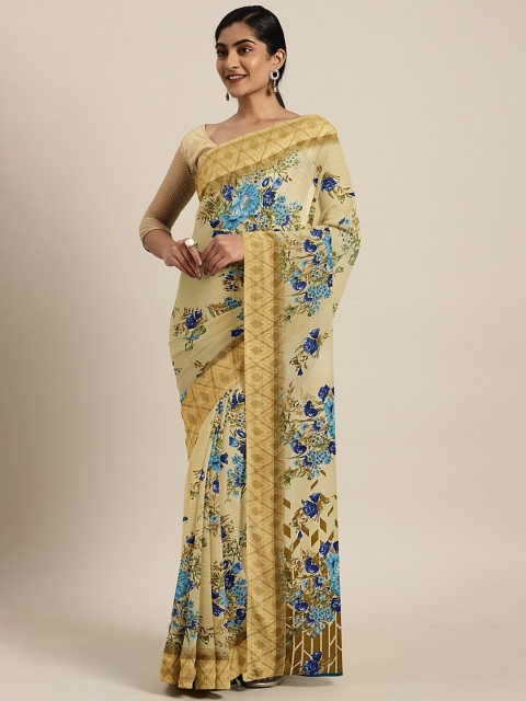 

KALINI Beige & Black Pure Chiffon Printed Saree