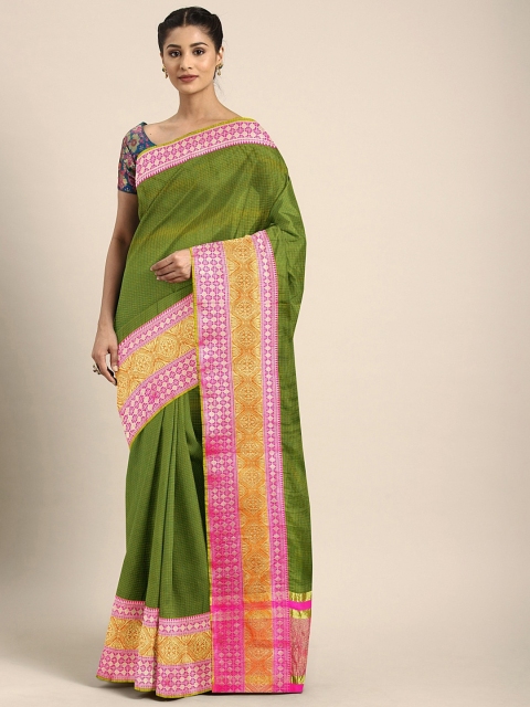 

KALINI Green Silk Blend Checked Kota Saree