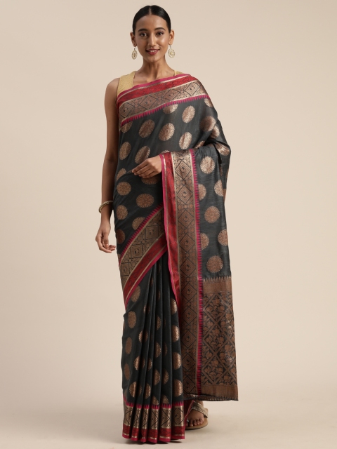 

Mitera Grey & Golden Cotton Blend Woven Design Paithani Saree