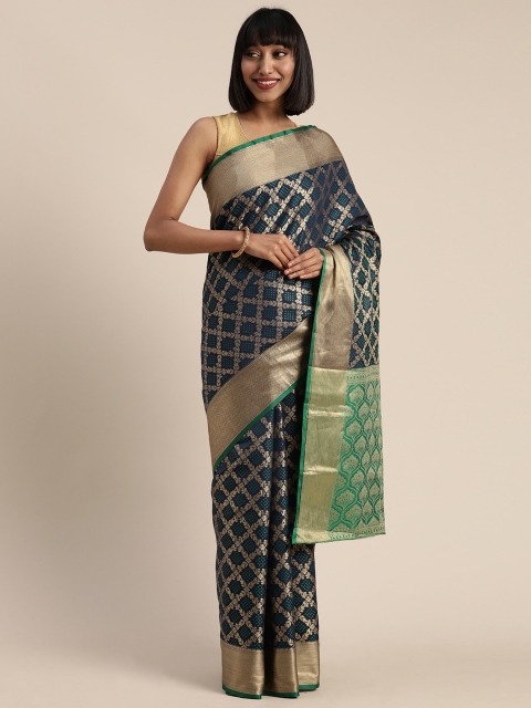 

Mitera Navy Blue & Golden Poly Silk Woven Design Patola Saree
