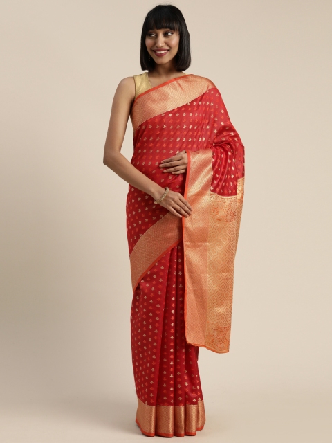 

Mitera Red & Golden Poly Silk Woven Design Banarasi Saree