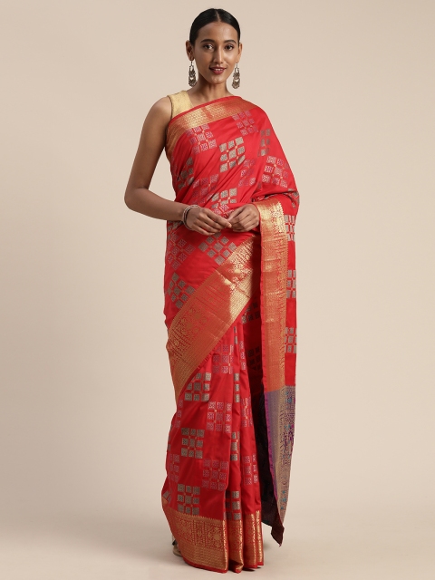 

Mitera Red Poly Silk Woven Design Paithani Saree