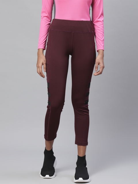 

Chkokko Women Burgundy Solid Cropped Yoga Tights