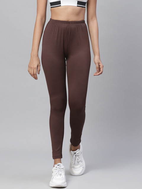 

Chkokko Women Coffee Brown Solid Stretchable Yoga Tights