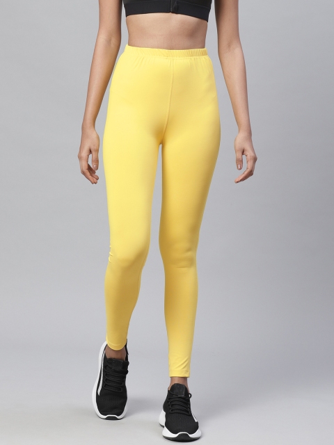 

Chkokko Women Yellow Solid Cropped Yoga Tights