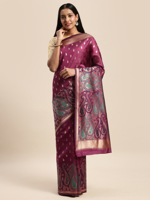 

Mitera Burgundy Art Silk Woven Design Banarasi Saree