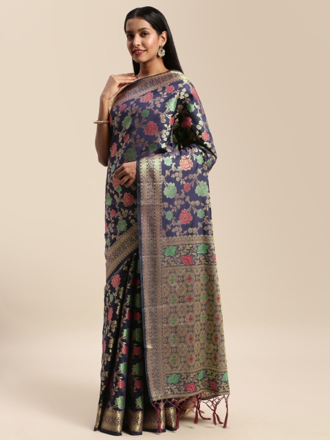 

Mitera Navy Blue & Golden Art Silk Woven Design Banarasi Saree