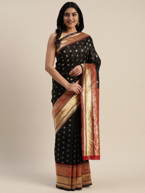 

Mitera Black & Red Poly Silk Woven Design Banarasi Celebrity Saree
