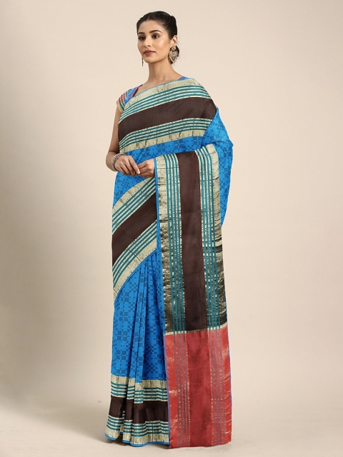 

KALINI Blue & Brown Art Silk Woven Design Dharmavaram Saree