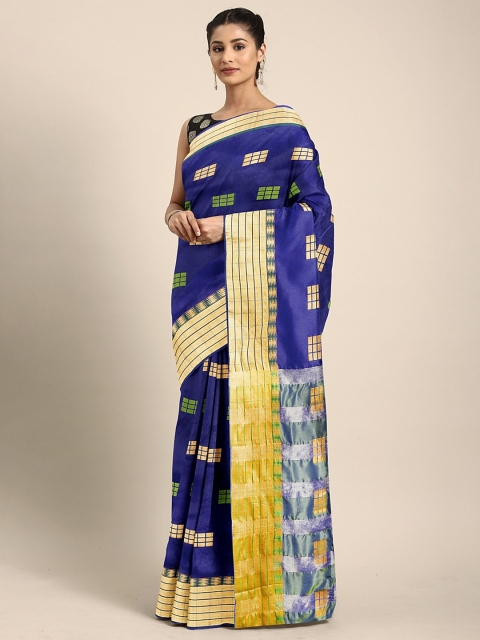 

KALINI Blue Woven Design Art Silk Saree