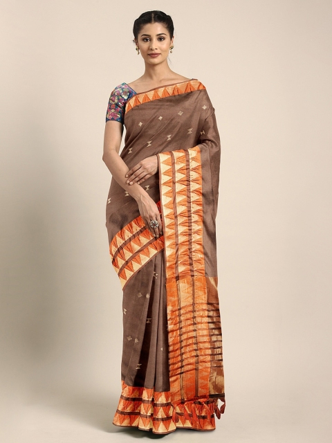 

Mitera Brown & Orange Art Silk Embellished Narayan Peth Saree