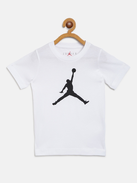 

Jordan Boys White Black Jumpman Print Round Neck Pure Cotton T-shirt