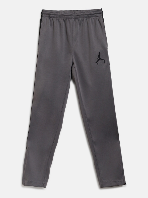 

Jordan Boys Charcoal Grey Solid Jumpman Air Suit Track Pants With Side Stripes