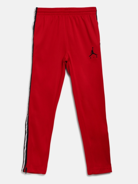 

Jordan Boys Red Solid Jumpman Air Suit Track Pants With Side Stripes